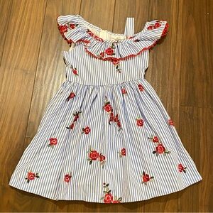 Rare Editions Occasion Dress Red Flower Poof Slip Asymmetrical Shoulder Poms 8